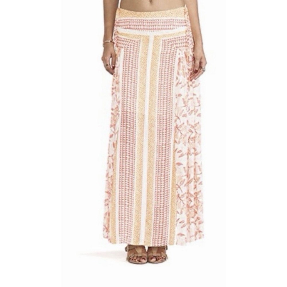 Free People Squared Off Convertible Maxi Skirt Size Small Multicolored Tie Side